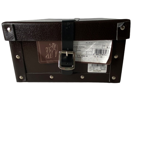 NWT Alaia Peep Toe Ankle Boots with Curved Heel Black Leather size 36.5 - Picture 4 of 8